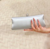 Afreen Silver 04 Crystal-Clasp Evening Clutch