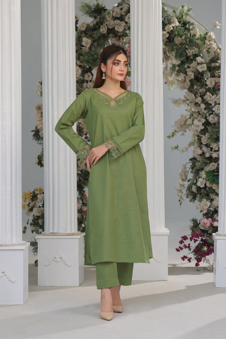 2-Piece Cutwork Embroidered Winter Wear in Light Khaddar