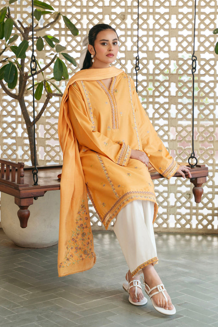 Elegant 3-Piece Embroidered Lawn Suit with Silk Dupatta