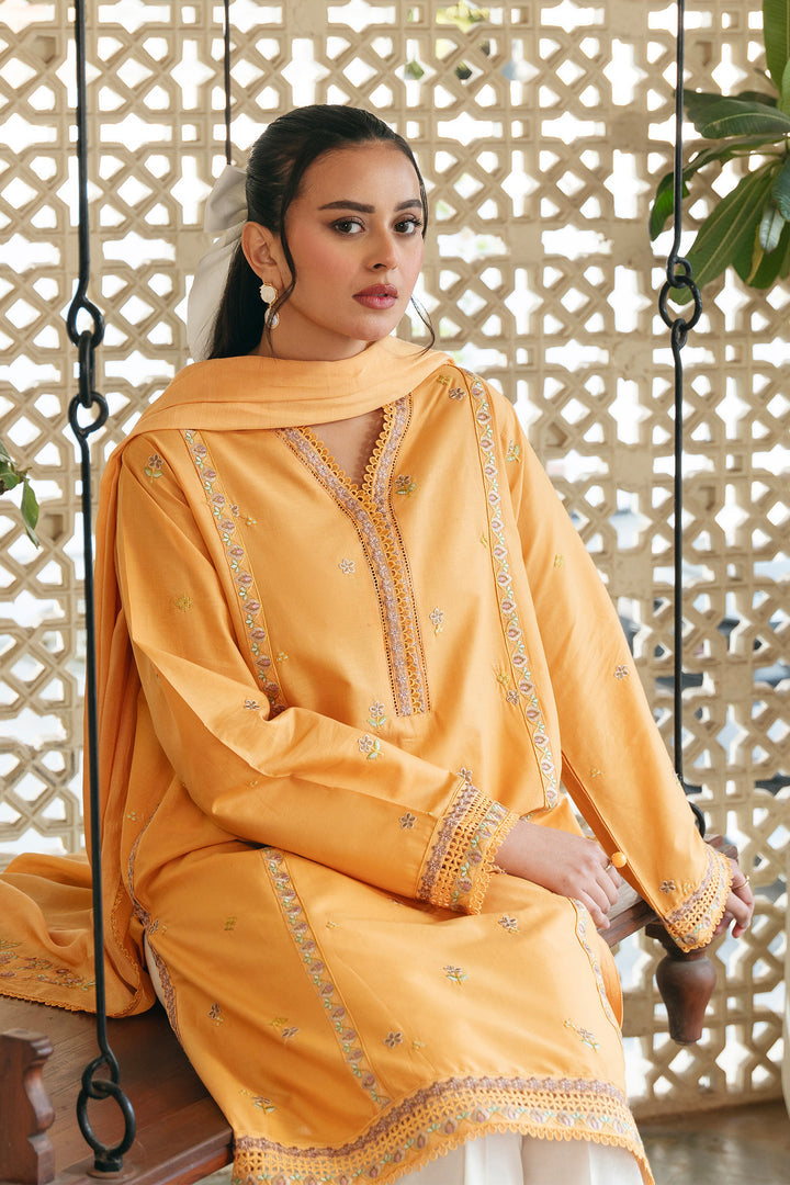 Elegant 3-Piece Embroidered Lawn Suit with Silk Dupatta