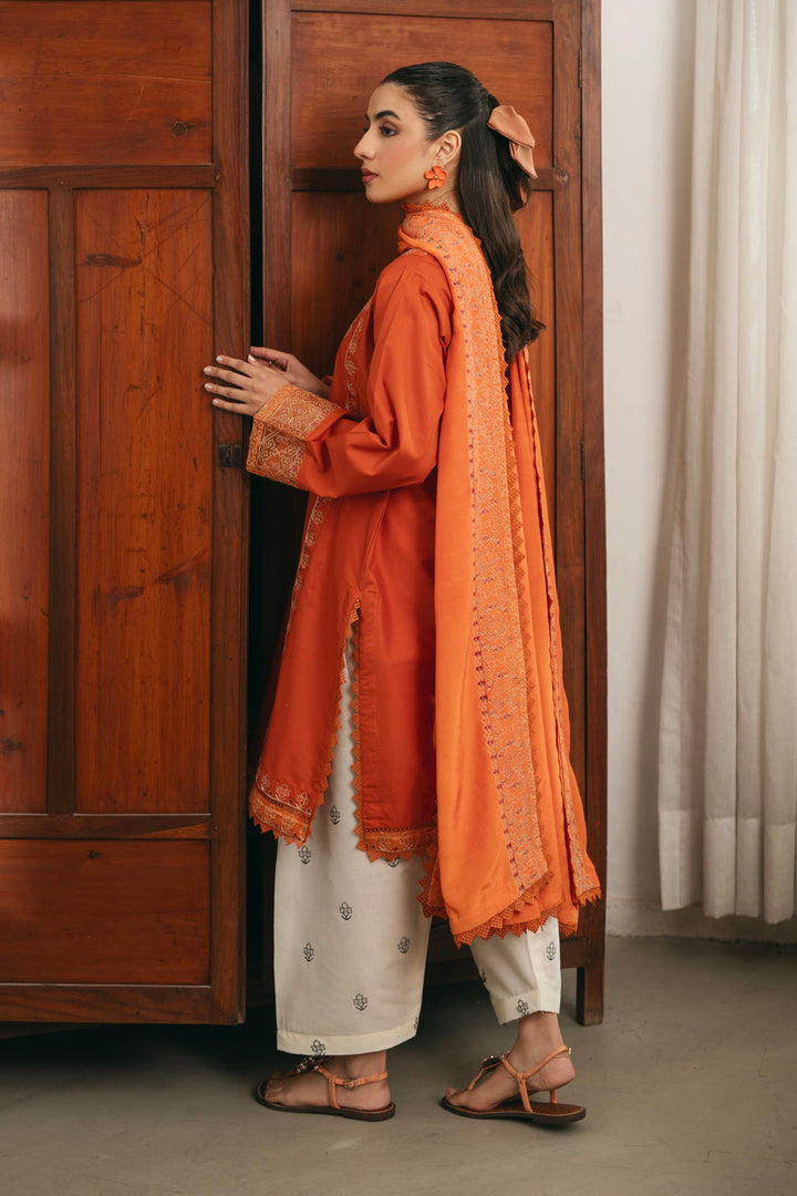 Elegant 3-Piece Embroidered Lawn Suit with Silk Dupatta