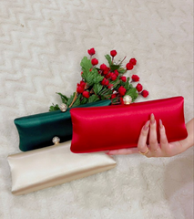 Afreen Deep Red 04 Crystal-Clasp Evening Clutch