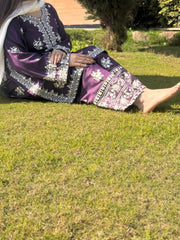 Elegant Cotton Silk 3pc Outfit with Embroidery, Pearls & Stone Work