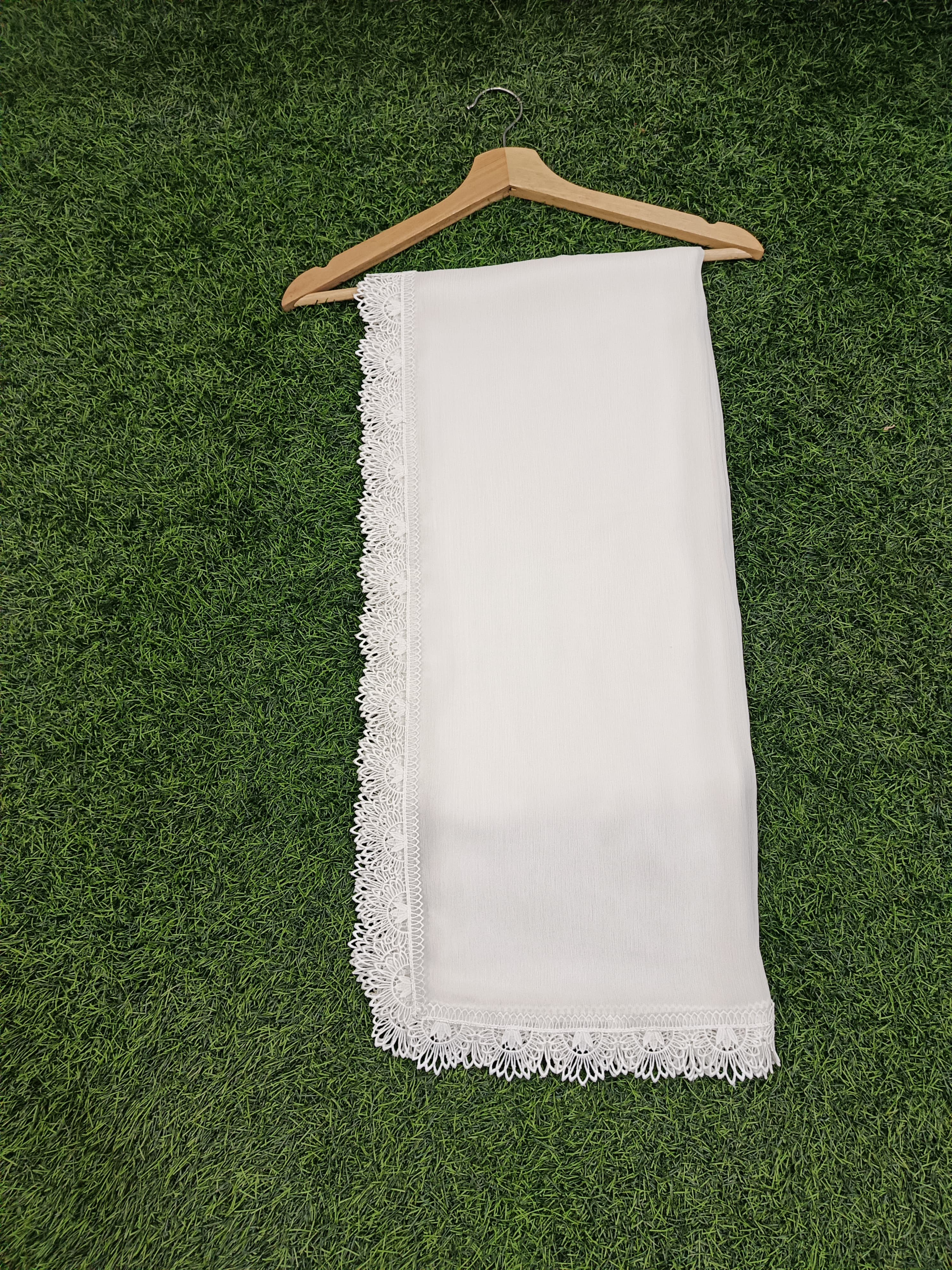 Elegant Chiffon Dupatta with Floral Embroidered Lace – Dupatta Diaries