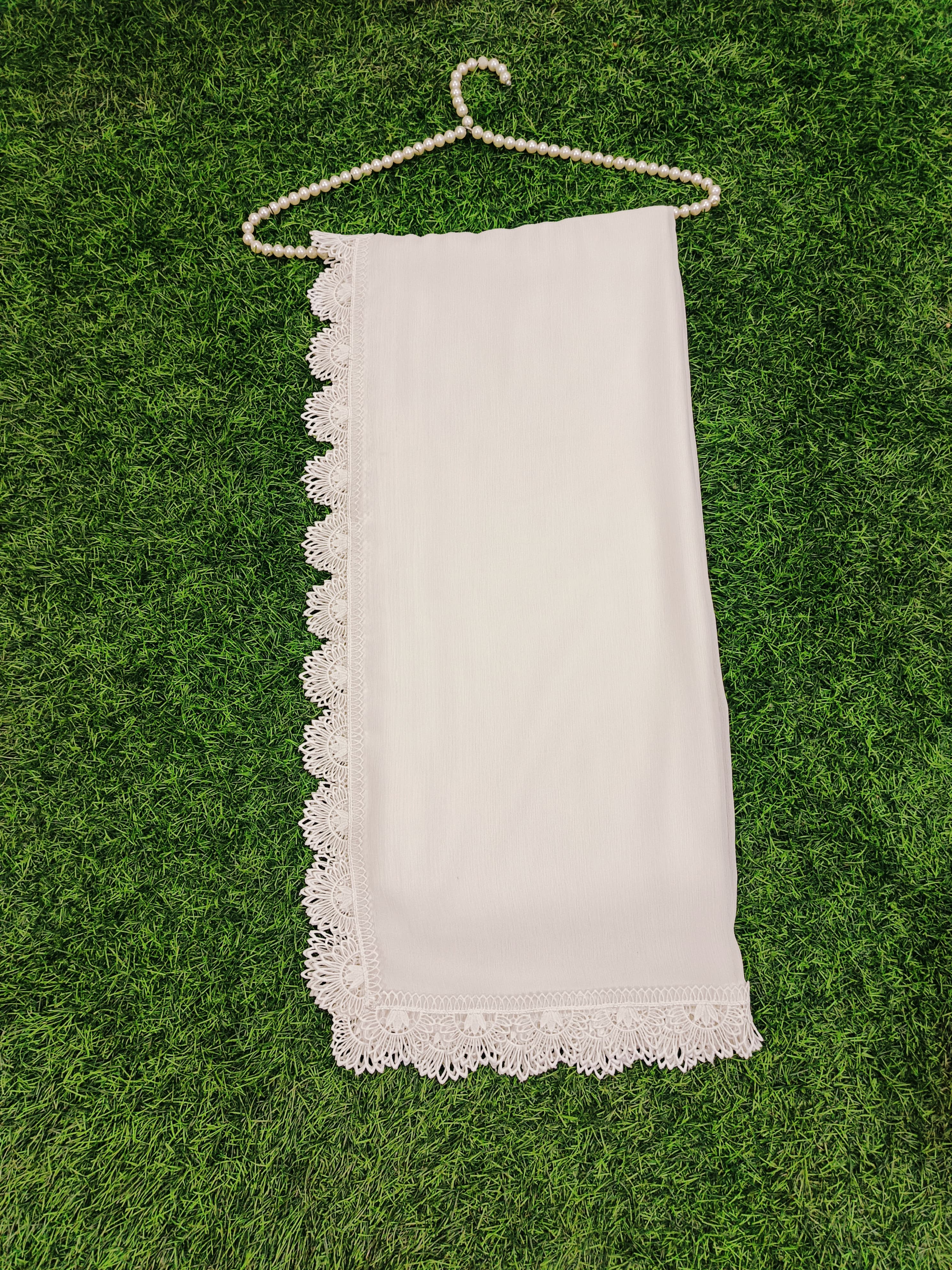 Elegant Chiffon Dupatta with Floral Embroidered Lace – Dupatta Diaries