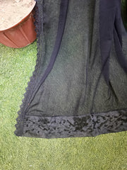Black Premium Chiffon Dupatta with Pearl Embroidered Lace