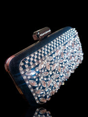 03-Hoor Black Crystal Embellished Clutch – by AmmaraN