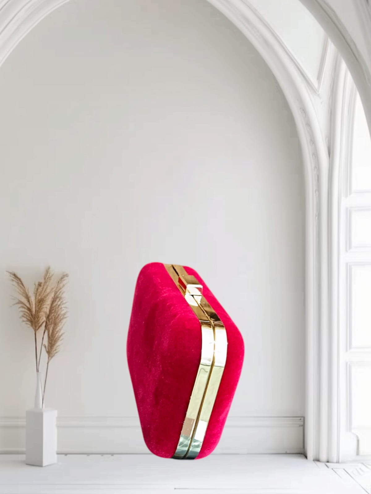 Dusk Red 013 Velvet Evening Clutch by AmmaraN