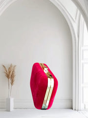 Dusk Red 013 Velvet Evening Clutch by AmmaraN
