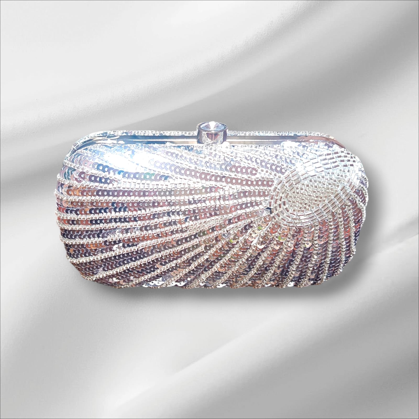 Shimmer Silver Handcrafted Luxury Clutch 010 by AmmaraN