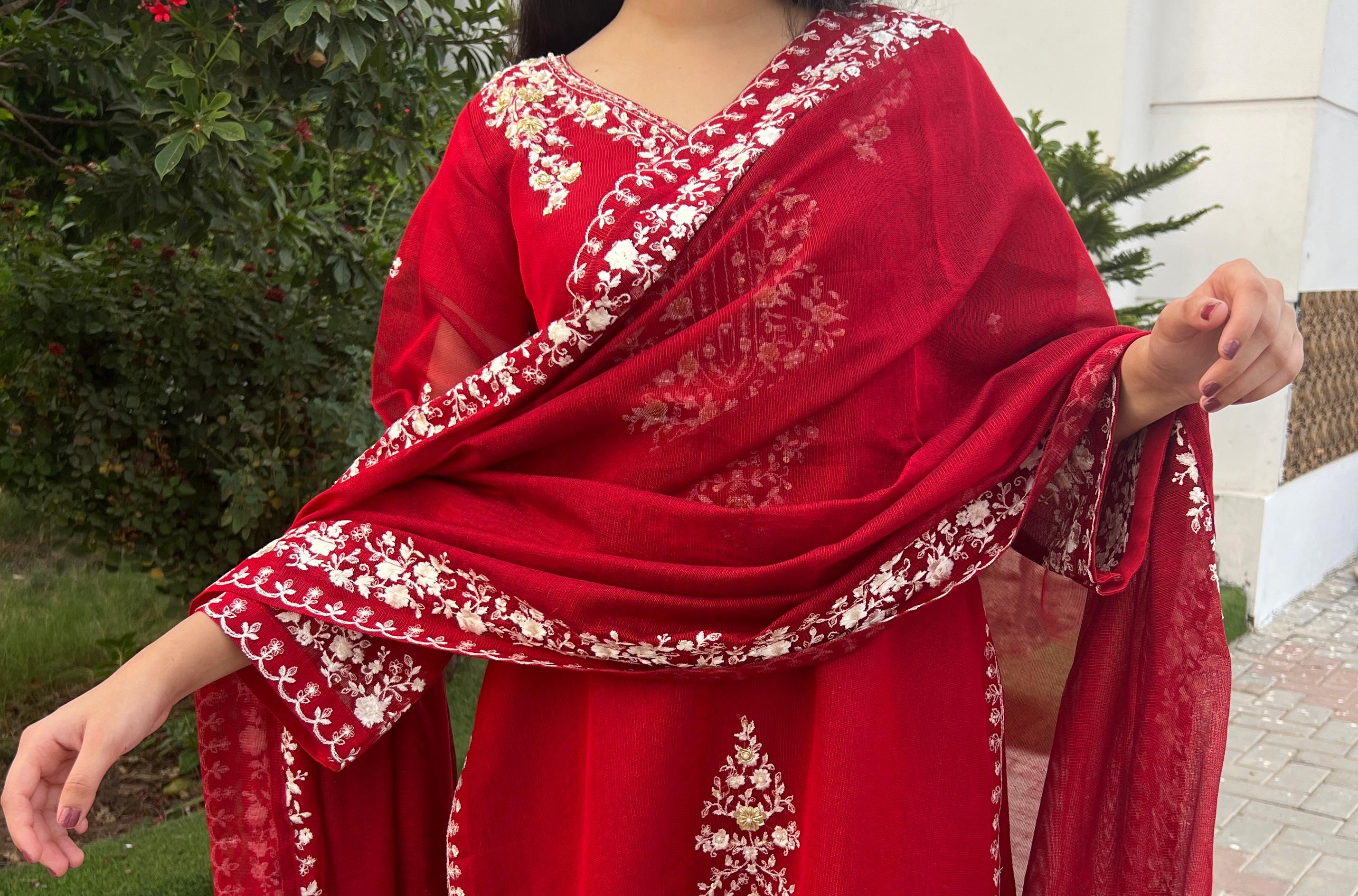 Timeless Elegance Embroidered Cotton Net 3PC Suit with Zardozi & Stone Detailing