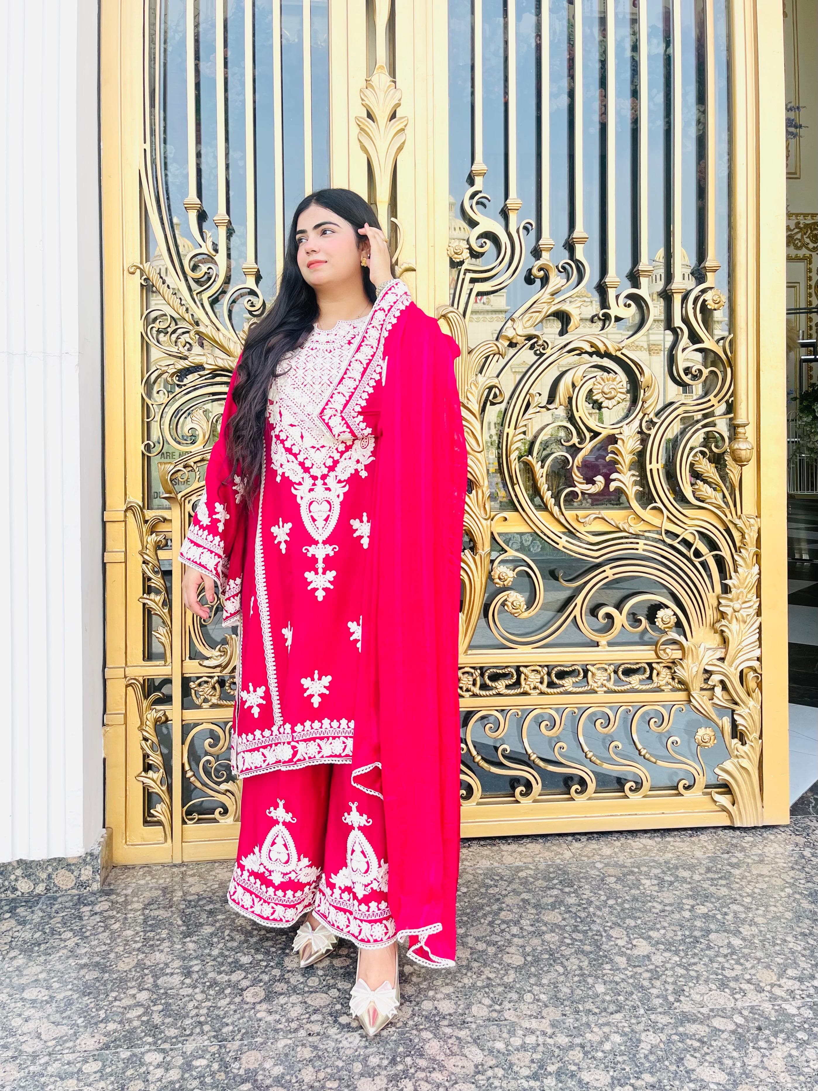 Premium Raw Silk 3-Piece with Dori Embroidery