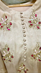 Hand-Embellished Pure Silk 3-Piece Set with Organza Dupatta