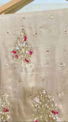 Hand-Embellished Pure Silk 3-Piece Set with Organza Dupatta