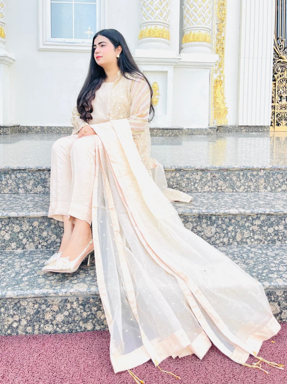 korean raw silk dress Exclusive Korean raw silk dress with intricate appliqu work and handwork. Paired with a chiffon dupatta and beautifully dyed pallu. Perfect for special occasions!