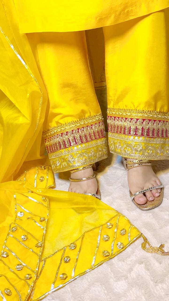 Luxury Raw Silk 3-Piece Suit – Handcrafted Detailing & Organza Dupatta