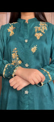 Zarreen – Korean Raw Silk 2-Piece Set with Adda & Zardozi Handwork