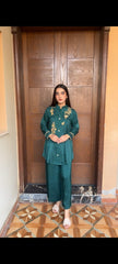 Zarreen – Korean Raw Silk 2-Piece Set with Adda & Zardozi Handwork