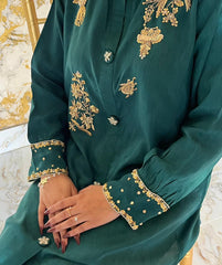 Zarreen – Korean Raw Silk 2-Piece Set with Adda & Zardozi Handwork