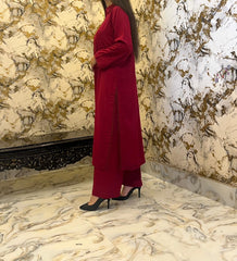 Crimson Grace Deep Red Imported Georgette 2-Piece with Lace Detailing