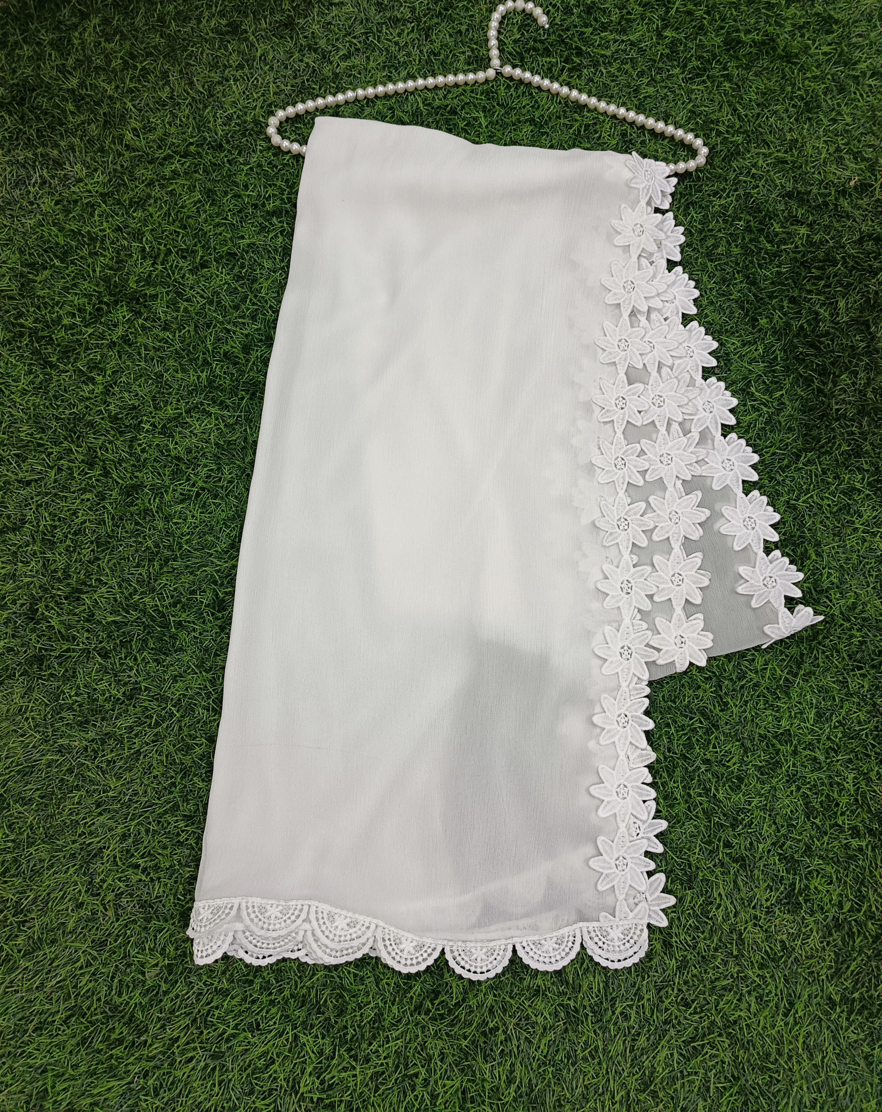 Premium Chiffon Dupatta with Scalloped Embroidered Lace – Dupatta Diaries