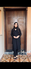 Midnight Grace – Black Georgette 2-Piece Suit with Lace Detailing