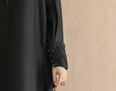 Midnight Grace – Black Georgette 2-Piece Suit with Lace Detailing