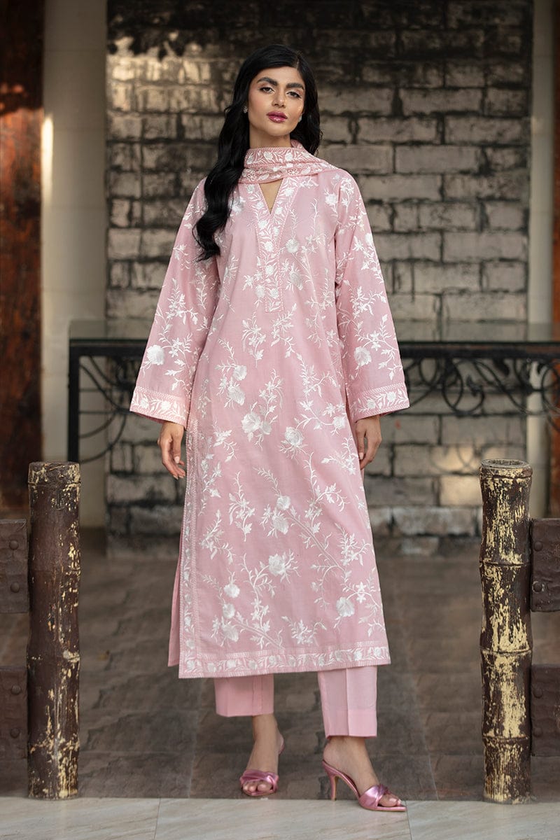 Rose Blush Embroidered Pure Lawn Summer Ensemble