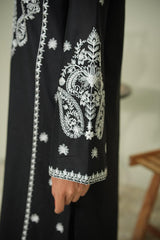 Midnight Noir – Luxury Black 3-Piece Embroidered Ensemble