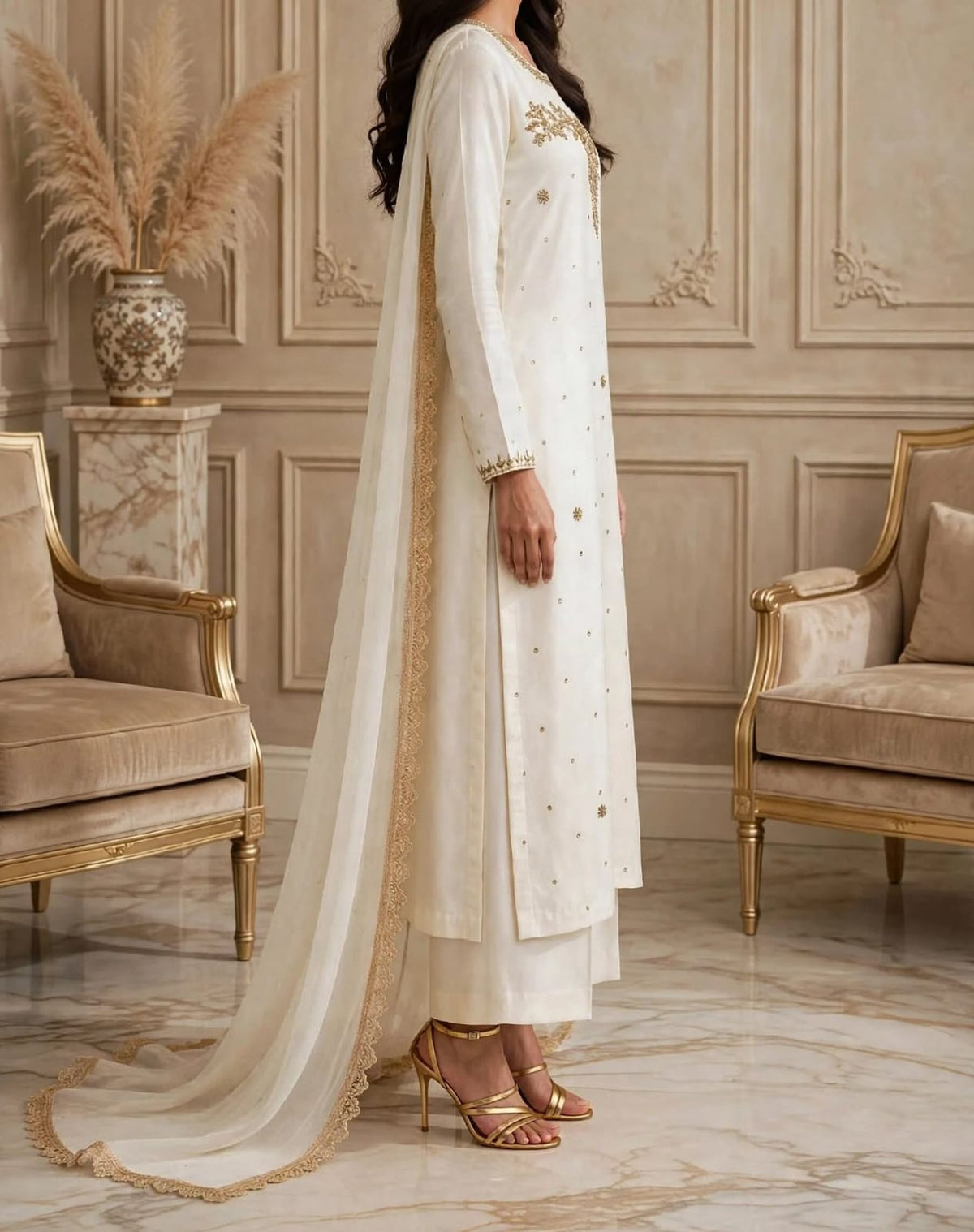 Ivory Royale – Pure Raw Silk | Luxury Ready-to-Wear 3-Piece | Ammara N