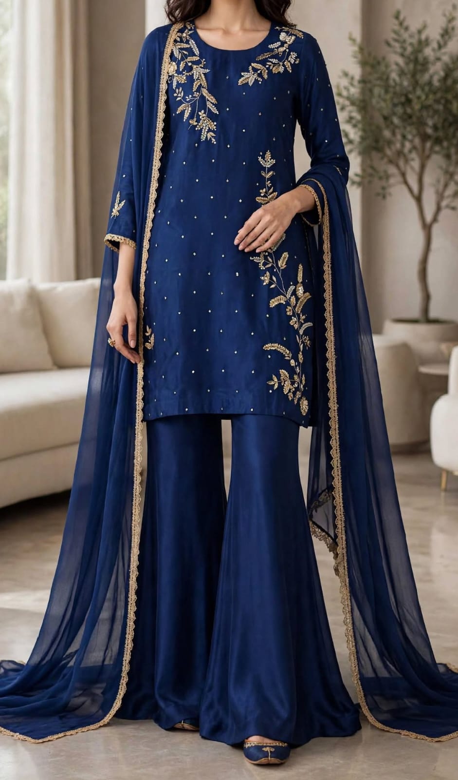 Royal Azure – Pure Silk 3-Piece | Luxury Ready-to-Wear | Ammara.N