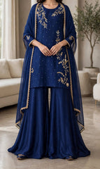 Royal Azure – Pure Silk 3-Piece | Luxury Ready-to-Wear | Ammara.N