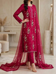 Maroon Royale – Korean Raw Silk 3-Piece | Luxury Ready-to-Wear | Ammara N