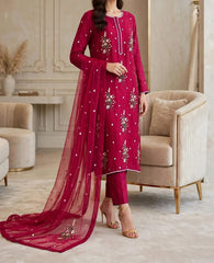 Maroon Royale – Korean Raw Silk 3-Piece | Luxury Ready-to-Wear | Ammara N