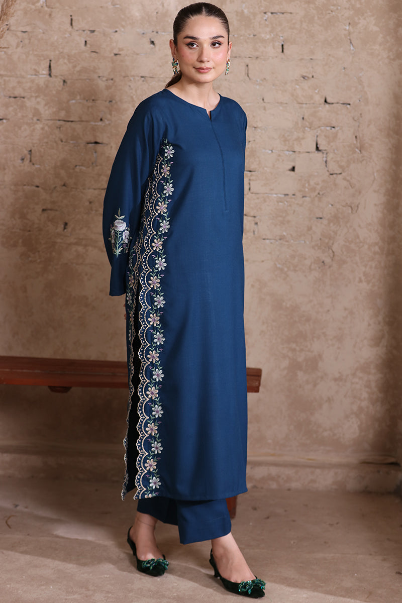 Royal Sapphire – Embroidered Dhanak Shirt Trouser | Ammara N Winter Collection