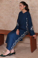 Royal Sapphire – Embroidered Dhanak Shirt Trouser | Ammara N Winter Collection