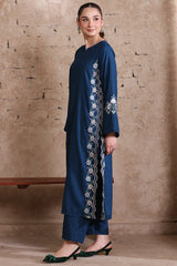 Royal Sapphire – Embroidered Dhanak Shirt Trouser | Ammara N Winter Collection