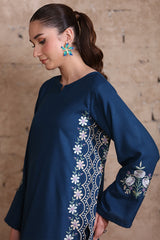 Royal Sapphire – Embroidered Dhanak Shirt Trouser | Ammara N Winter Collection