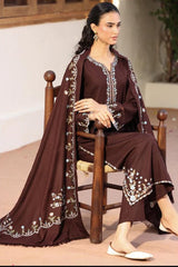 Mocha Lux – Embroidered Dhanak Shirt Trouser | Ammara N Winter Collection