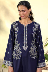 Navy Blue – Embroidered Dhanak Shirt Trouser | Ammara.N Winter Collection