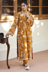 Mustard Yellow – Embroidered Dhanak Shirt Trouser | Ammara.N Winter Collection