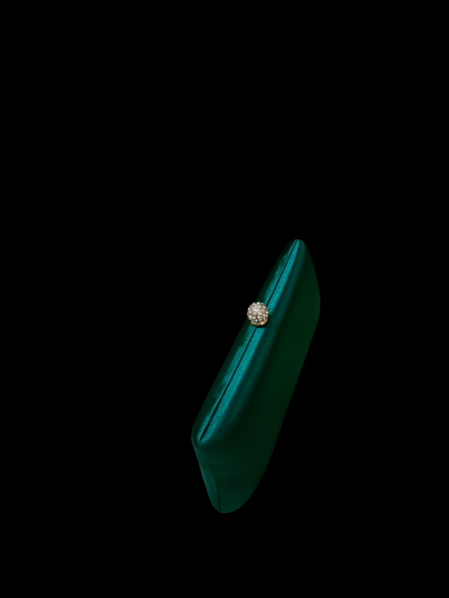 Afreen Green 04 Crystal-Clasp Evening Clutch