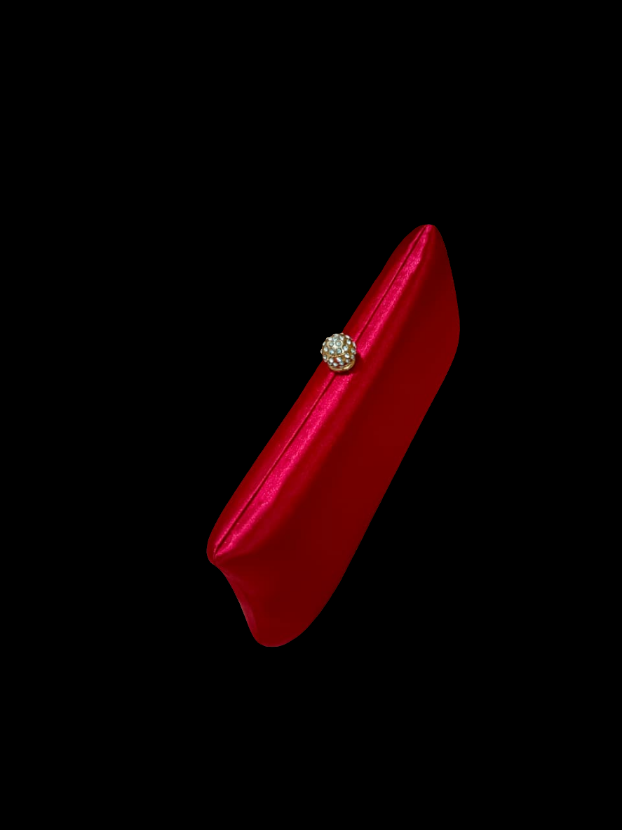 Afreen Deep Red 04 Crystal-Clasp Evening Clutch